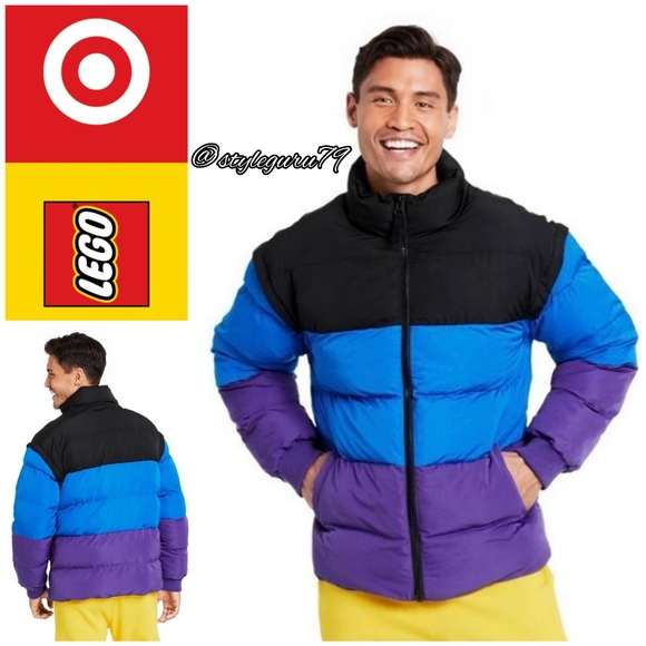 NWTLego X Target Men's Colorblocked Puffer Convertible Jacket
